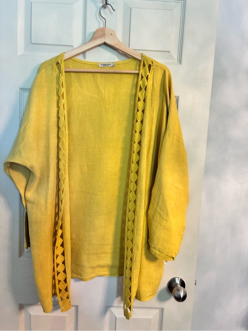Valentina Yellow Linen Open-Front Kimono Tunic